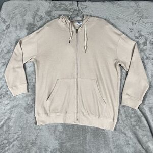 Princess Polly Audrey Oversized Full Zip Sweatshirt Jacket Oatmeal Waffle Sz 6